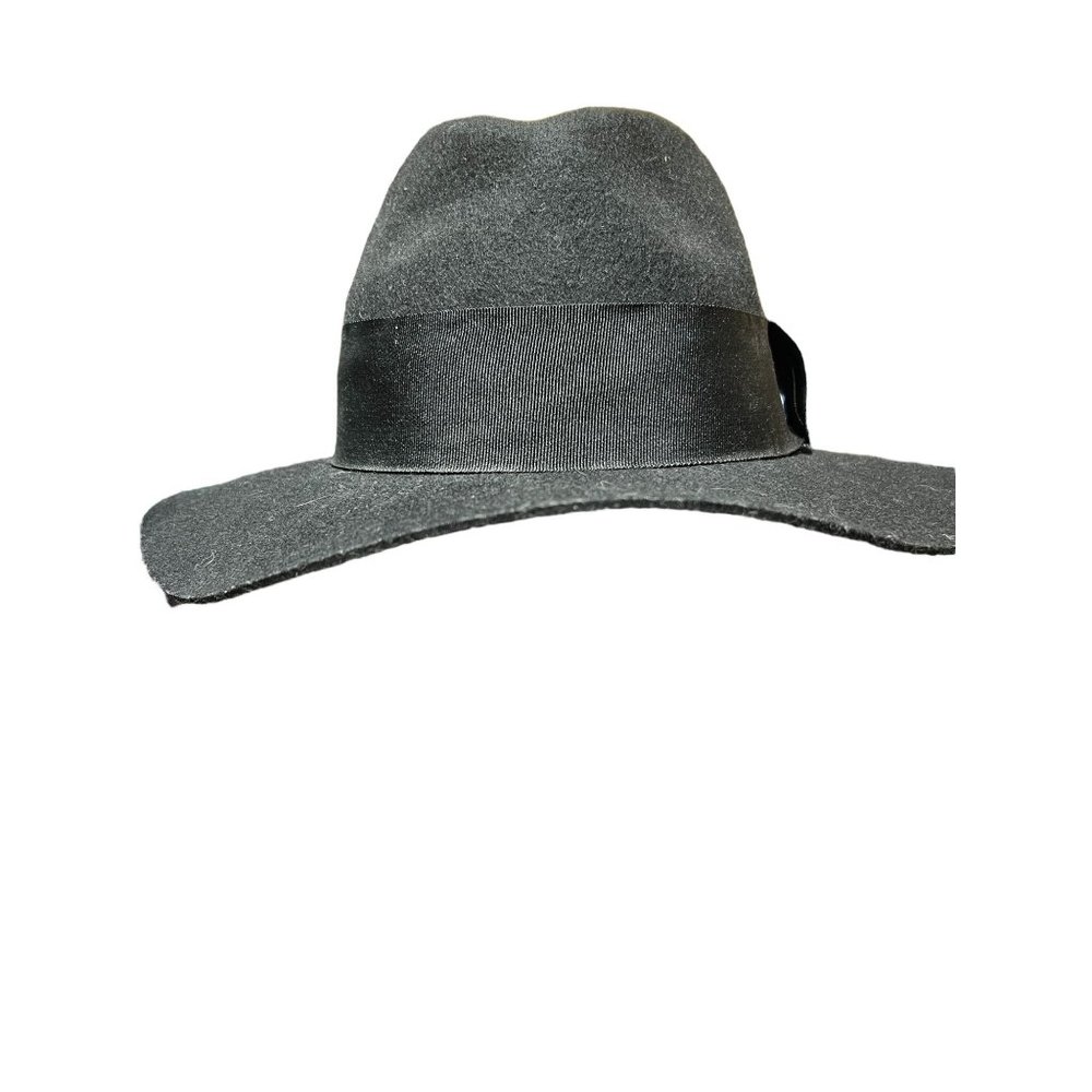 H&M Women Black  Wool Hat Floppy Ribbon Band Size M/56 Fedora